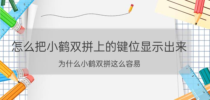 怎么把小鹤双拼上的键位显示出来 为什么小鹤双拼这么容易，但是没人学呢？